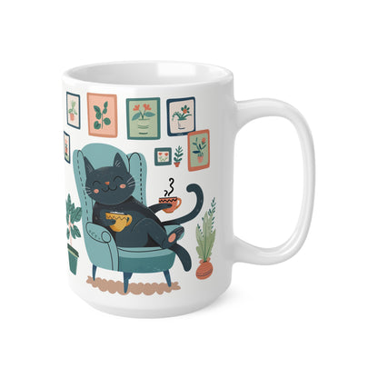 Grey Cat in the Arm Chair Ceramic Mug | Best Funny Mug Gift For Friends | Cute Birthday Coffee Mug |Ceramic Coffee Cups, 11oz,15oz - Homevalley.co.uk