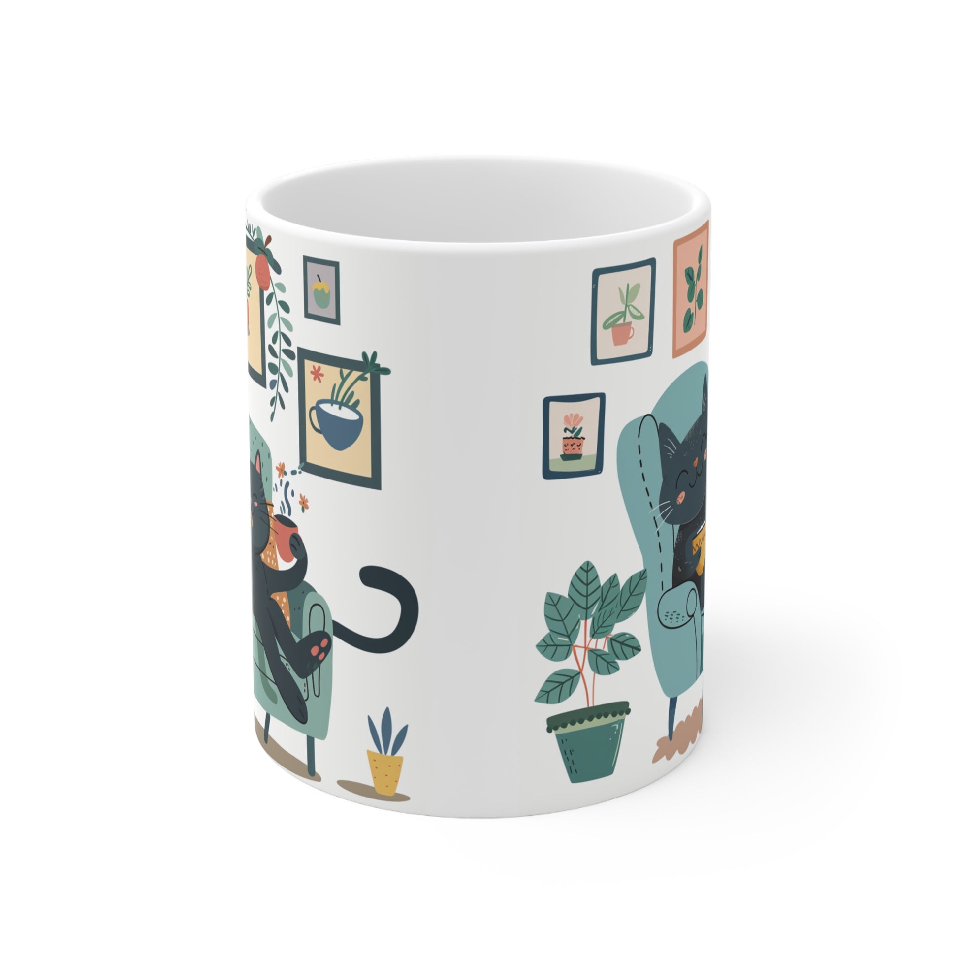 Grey Cat in the Arm Chair Ceramic Mug | Best Funny Mug Gift For Friends | Cute Birthday Coffee Mug |Ceramic Coffee Cups, 11oz,15oz - Homevalley.co.uk