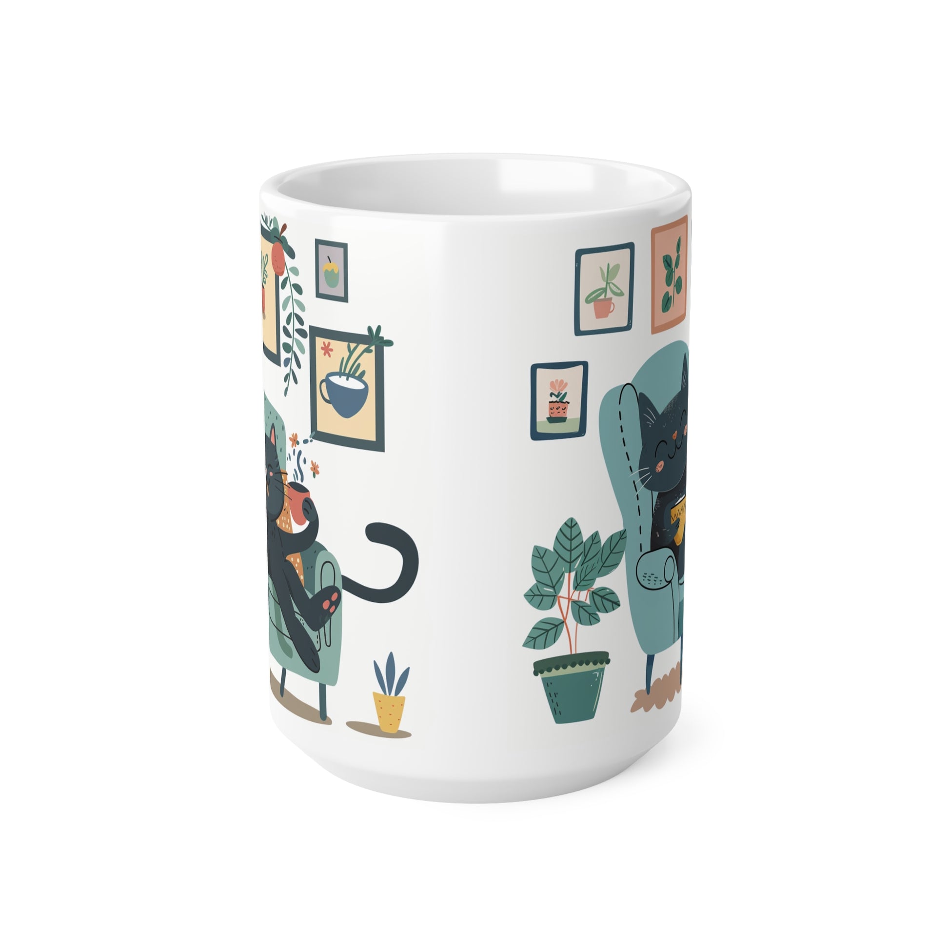Grey Cat in the Arm Chair Ceramic Mug | Best Funny Mug Gift For Friends | Cute Birthday Coffee Mug |Ceramic Coffee Cups, 11oz,15oz - Homevalley.co.uk
