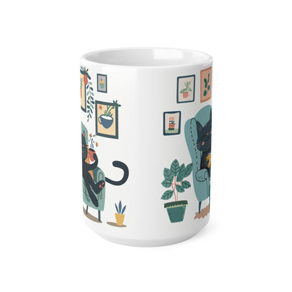 Grey Cat in the Arm Chair Ceramic Mug | Best Funny Mug Gift For Friends | Cute Birthday Coffee Mug |Ceramic Coffee Cups, 11oz,15oz - Homevalley.co.uk