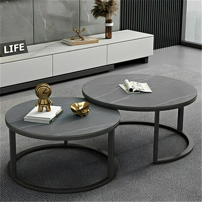 Grey Marble Top Round Nesting Coffee Tables - Homevalley.co.uk
