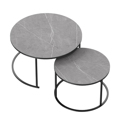 Grey Marble Top Round Nesting Coffee Tables - Homevalley.co.uk
