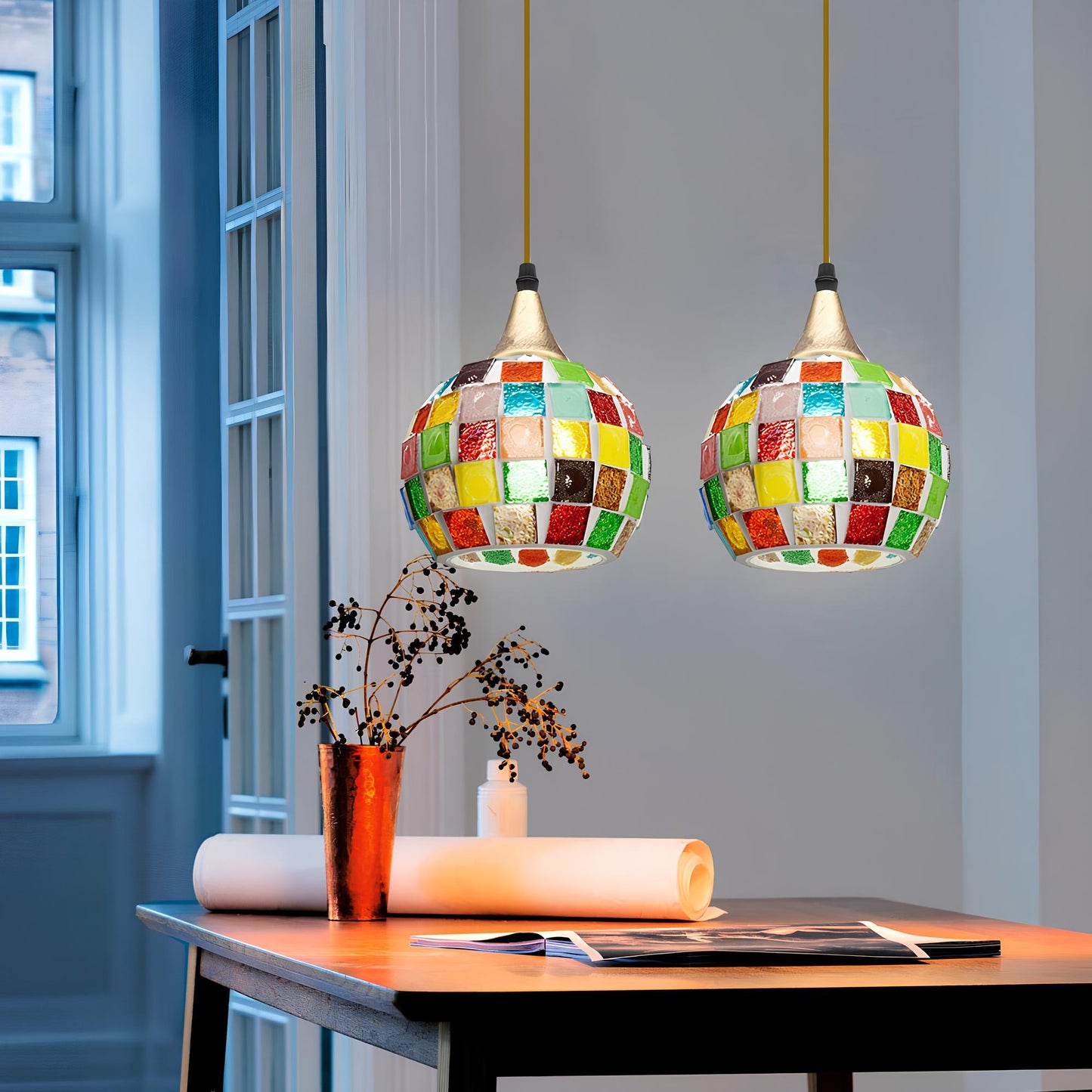 Handmade Tiffany Mosaic Pendant Lamp - Homevalley.co.uk