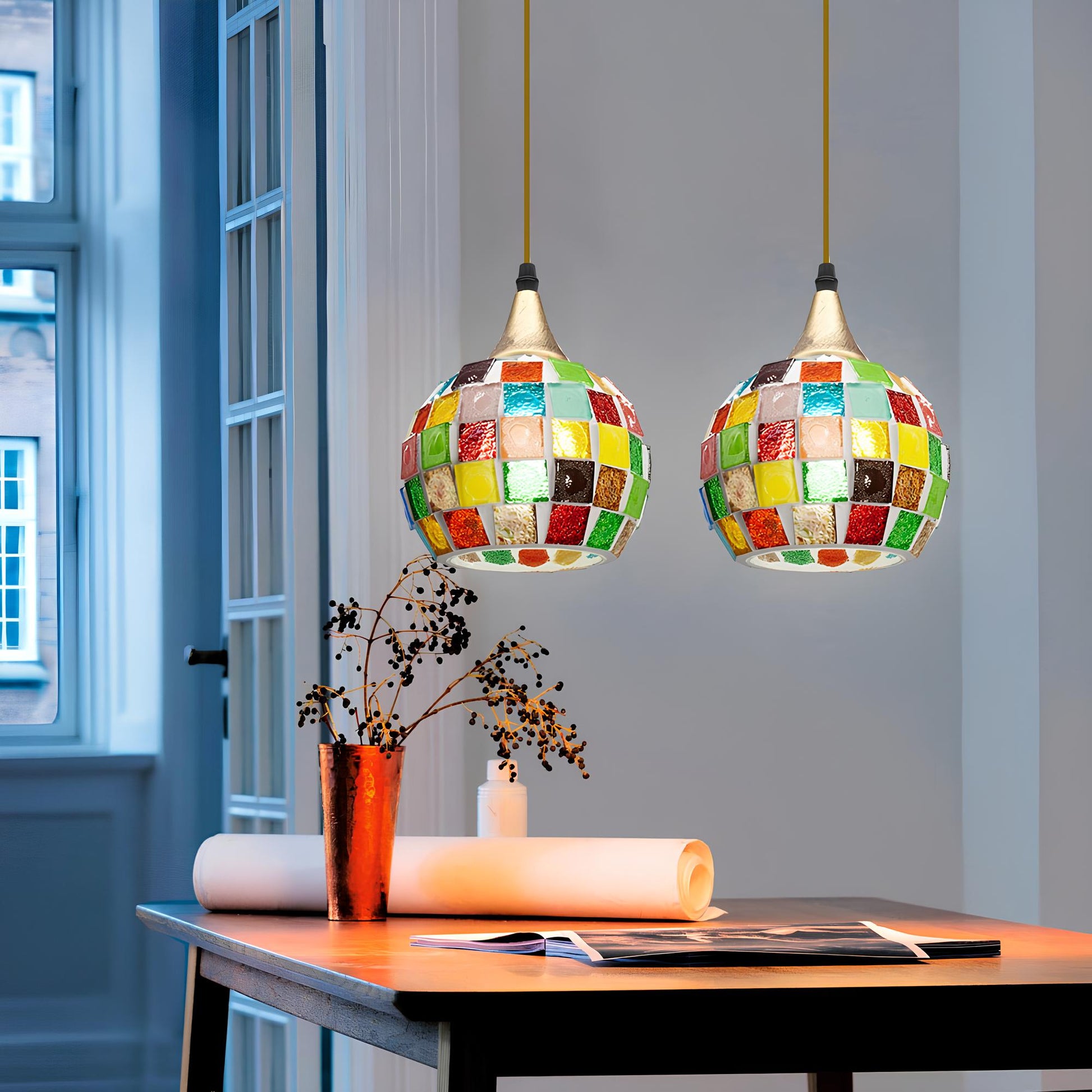Handmade Tiffany Mosaic Pendant Lamp - Homevalley.co.uk