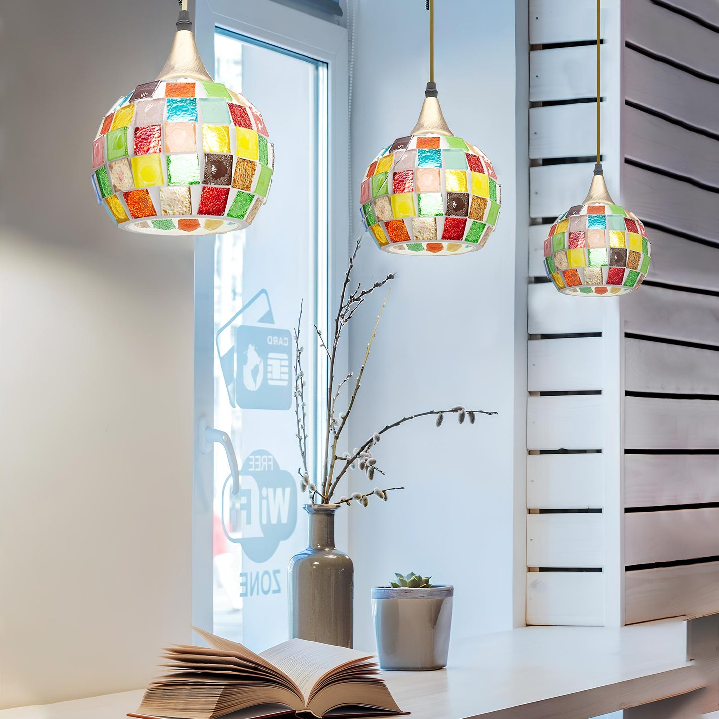 Handmade Tiffany Mosaic Pendant Lamp - Homevalley.co.uk