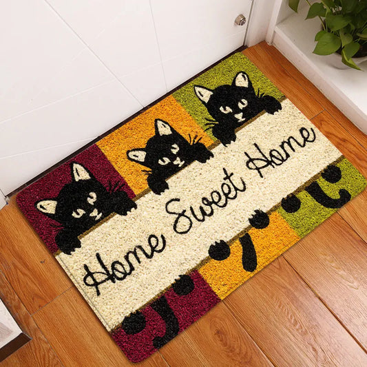 Home Sweet Home Cute Cats Door Mat – Adorable and Non-Slip Entryway Rug - Homevalley.co.uk