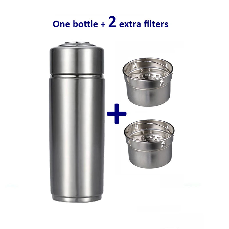 Hydrogen Water Bottle Alkaline Ionizer Portable Energy Stainless Flask pH 8-10 Water Filter Bottle - Homevalley.co.uk