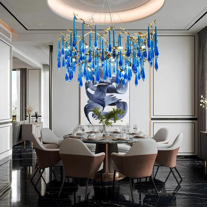 Copper Luxury Blue Crystal Chandelier