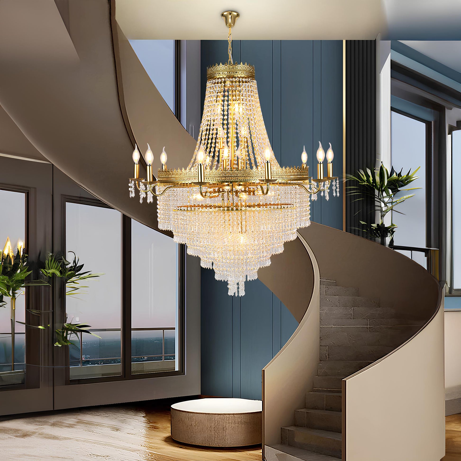 Large Crystal Ceiling Staircase Chandelier - Homevalley.co.uk