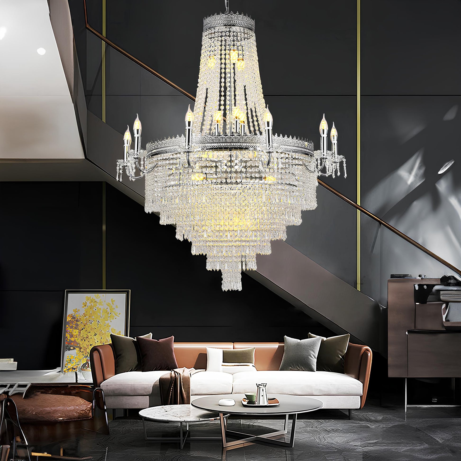 Large Crystal Ceiling Staircase Chandelier - Homevalley.co.uk