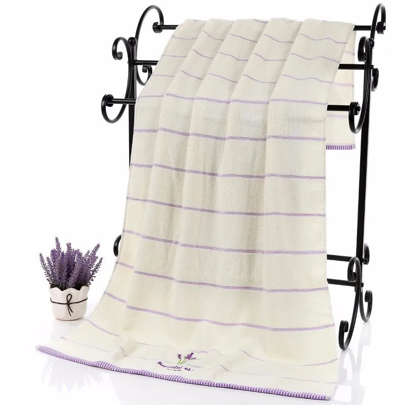Lavender White Cotton Towel, Set of 2 - Homevalley.co.uk