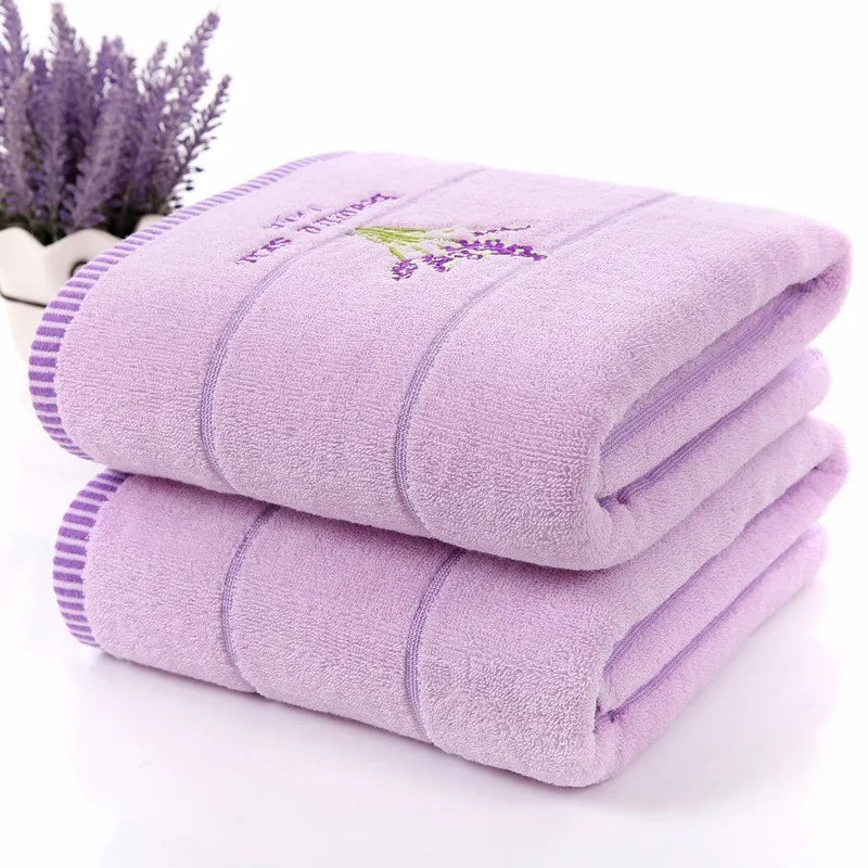 Lavender White Cotton Towel, Set of 2 - Homevalley.co.uk