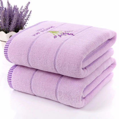 Lavender White Cotton Towel, Set of 2 - Homevalley.co.uk