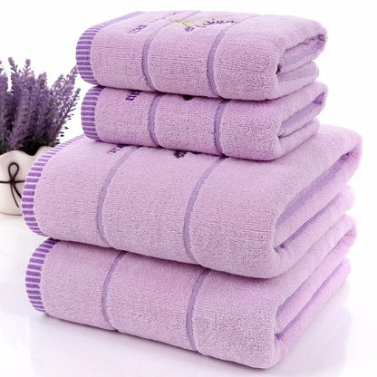 Lavender White Cotton Towel, Set of 2 - Homevalley.co.uk