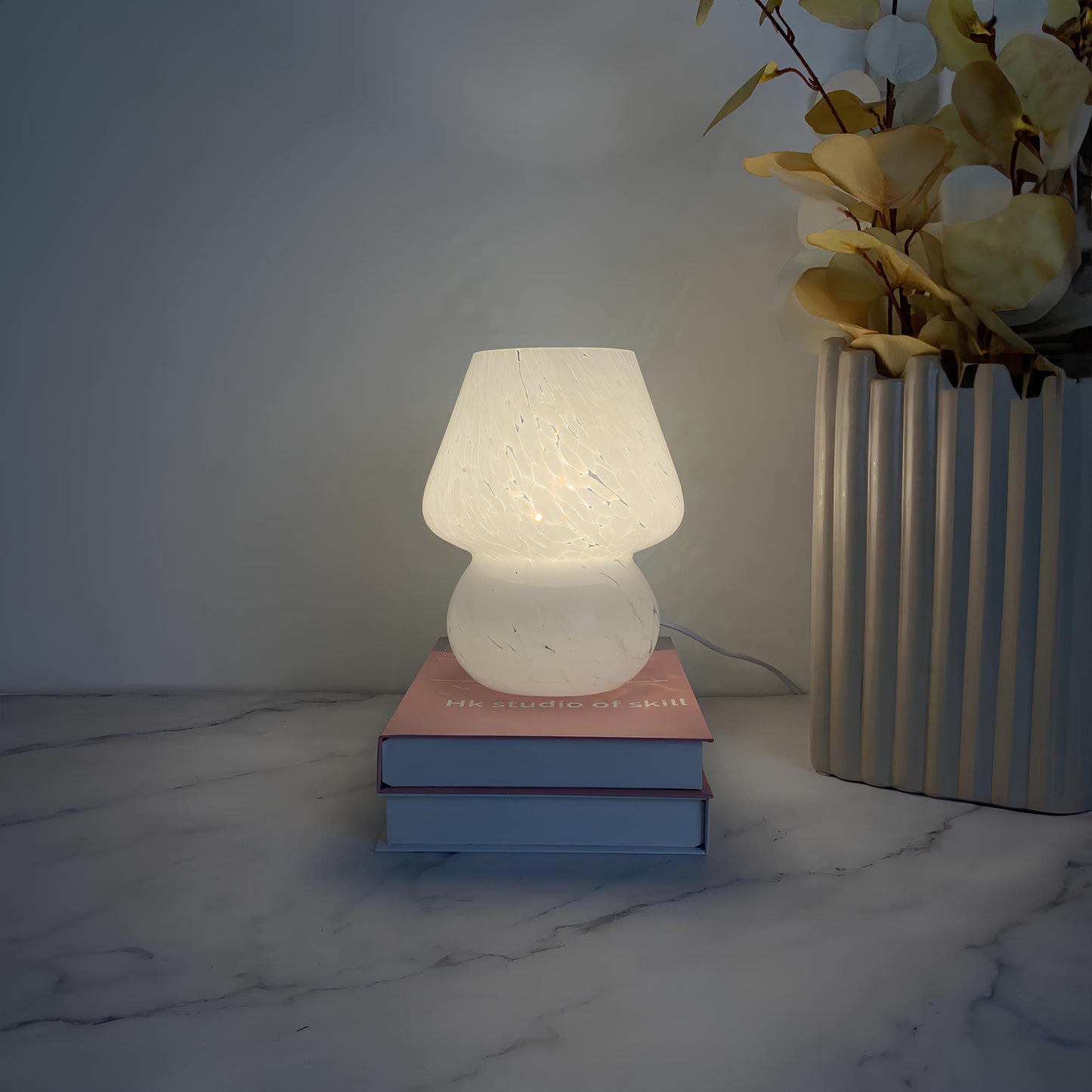 LED Hand Crafted Glass Mushroom Table Lamp - Homevalley.co.uk