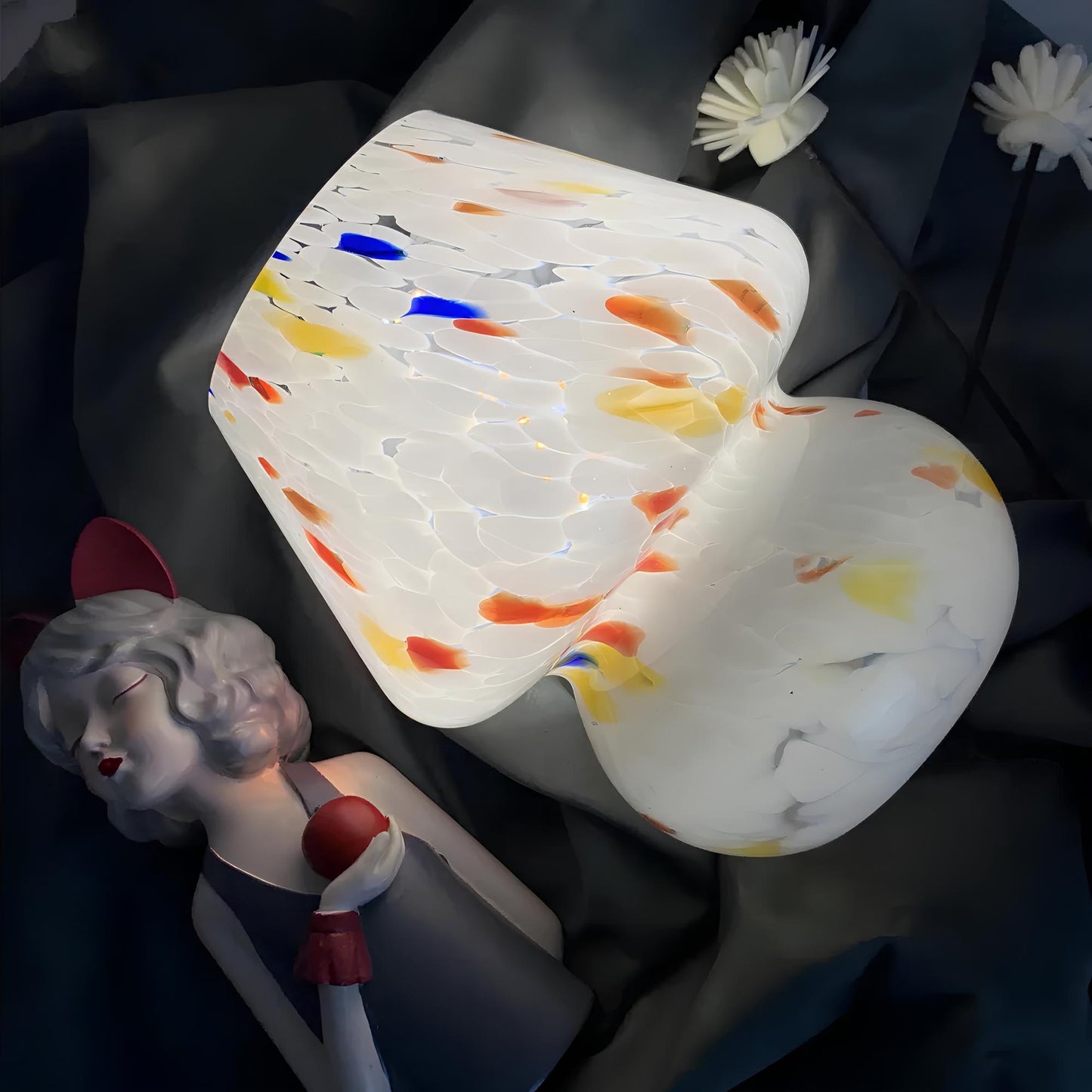 LED Hand Crafted Glass Mushroom Table Lamp - Homevalley.co.uk