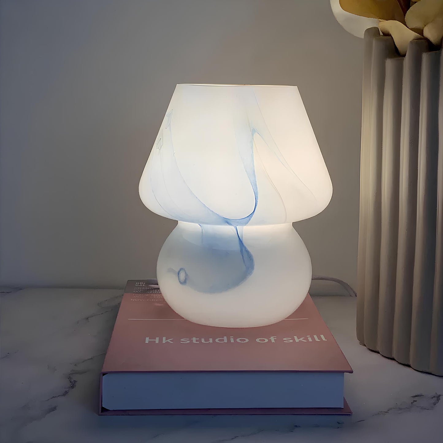 LED Hand Crafted Glass Mushroom Table Lamp - Homevalley.co.uk
