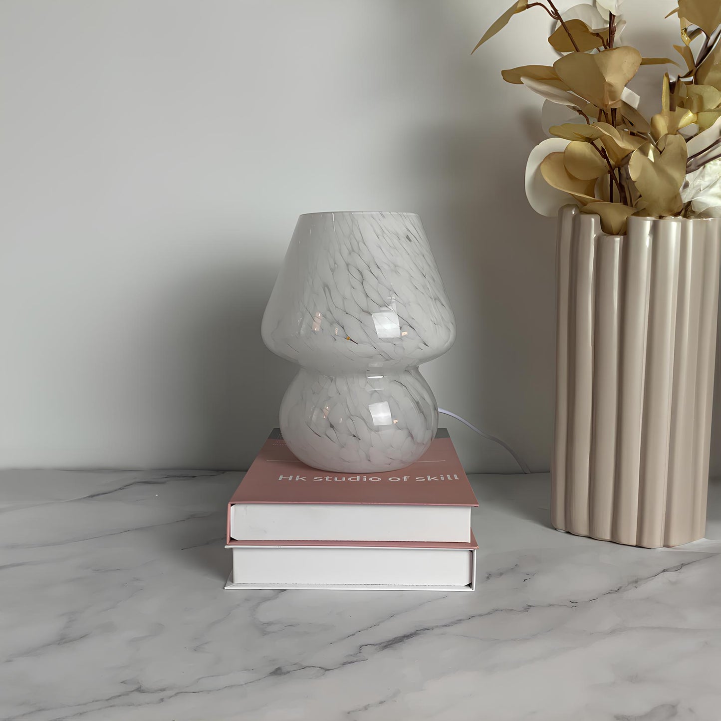 LED Hand Crafted Glass Mushroom Table Lamp - Homevalley.co.uk