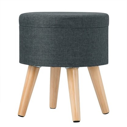 Linen velvet storage ottoman pouffe footstool with removable cover - Homevalley.co.uk