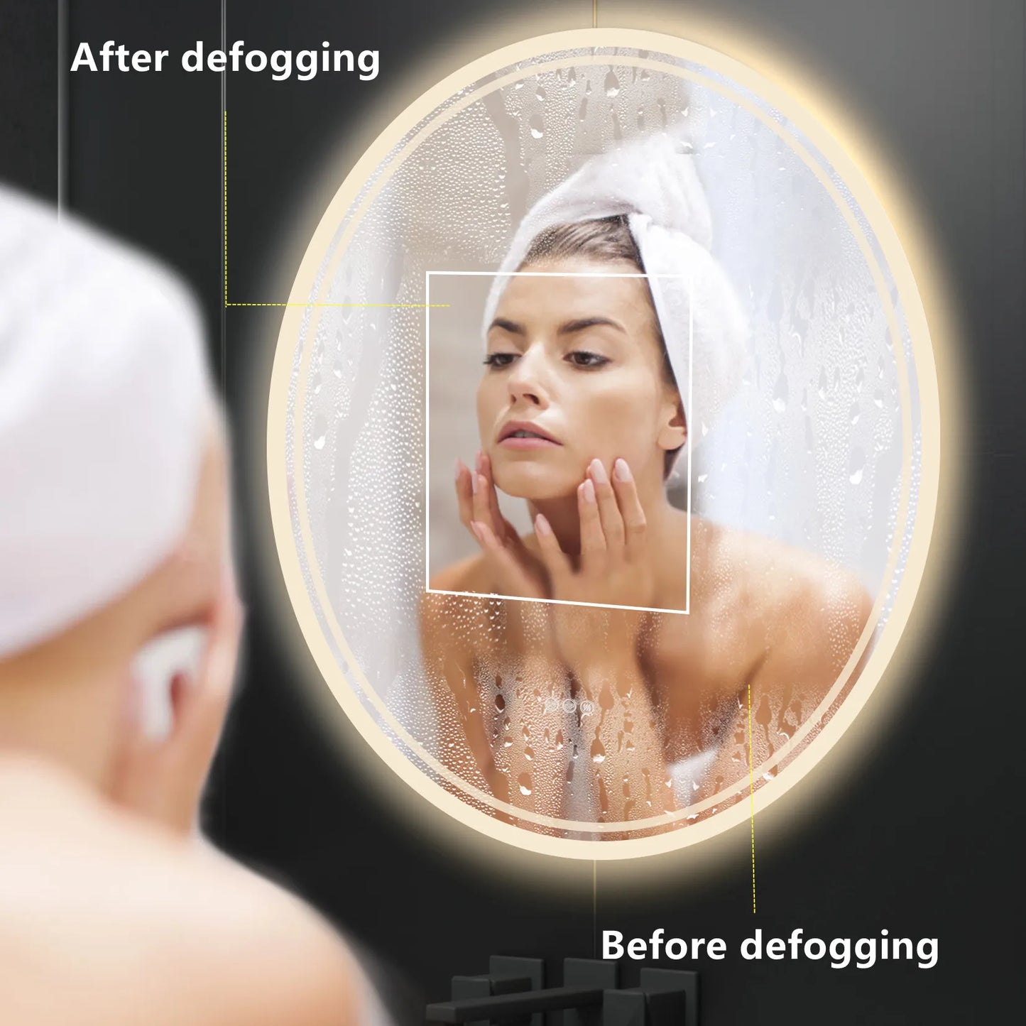 LUVODI Illuminated Round Mirror for Bathroom Touch Screen Dimmable Anti-fog - Homevalley.co.uk