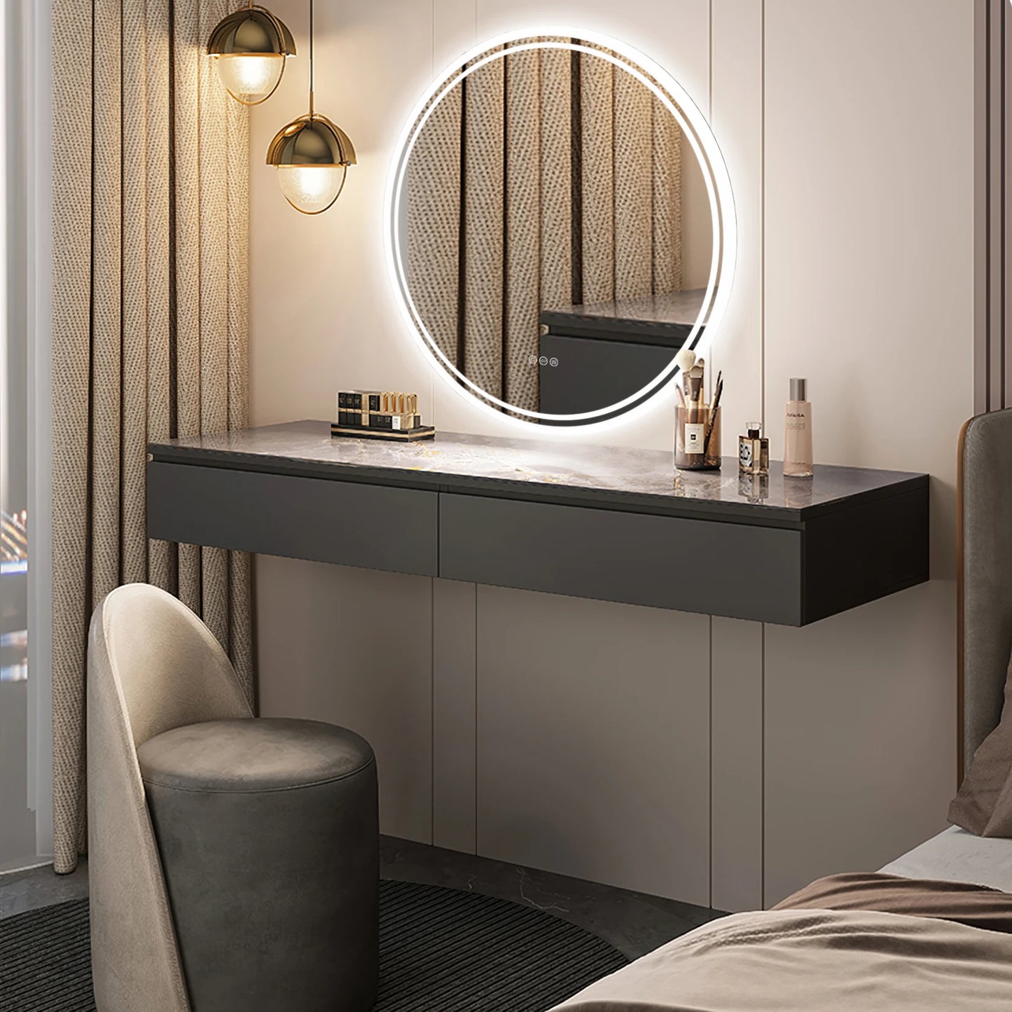 LUVODI Illuminated Round Mirror for Bathroom Touch Screen Dimmable Anti-fog - Homevalley.co.uk