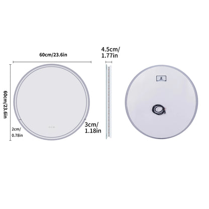 LUVODI Illuminated Round Mirror for Bathroom Touch Screen Dimmable Anti-fog - Homevalley.co.uk