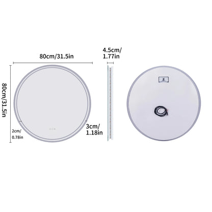 LUVODI Illuminated Round Mirror for Bathroom Touch Screen Dimmable Anti-fog - Homevalley.co.uk