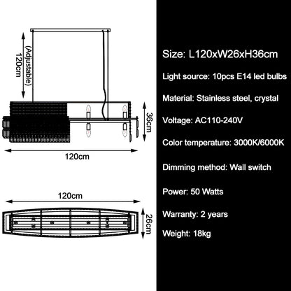 Luxury Crystal Rectangle Chandelier - Homevalley.co.uk