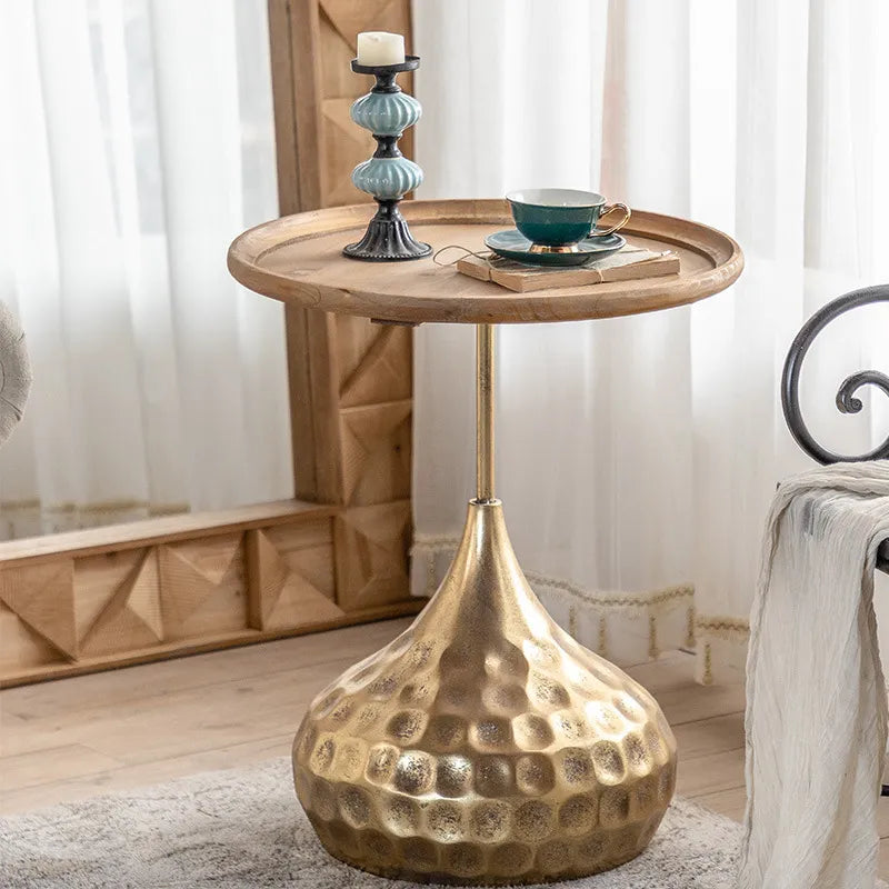 luxury Gold Retro Round End Side Table - Homevalley.co.uk