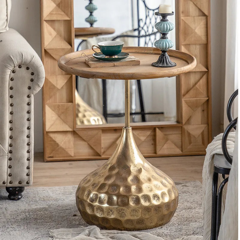 luxury Gold Retro Round End Side Table - Homevalley.co.uk