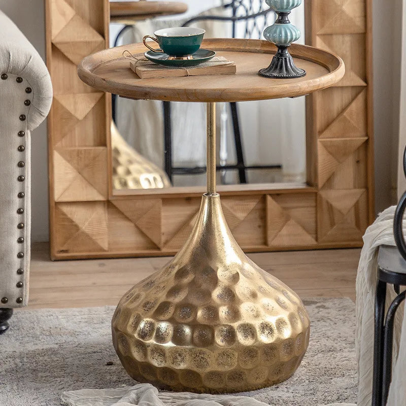 luxury Gold Retro Round End Side Table - Homevalley.co.uk