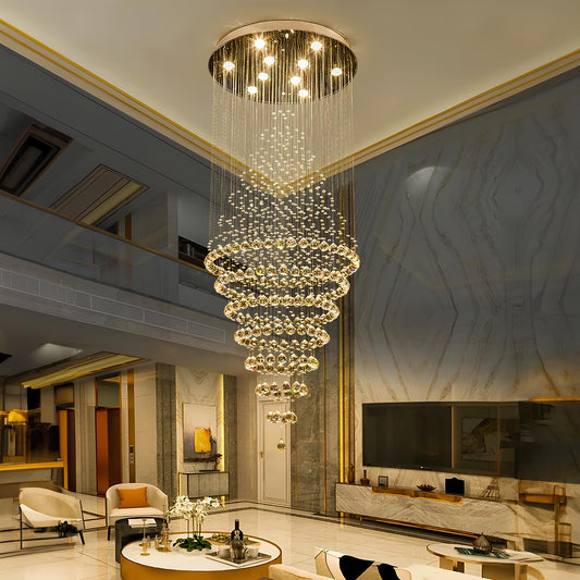 Magnificent Hotel Lobby Staircase Crystal Chandelier - Homevalley.co.uk