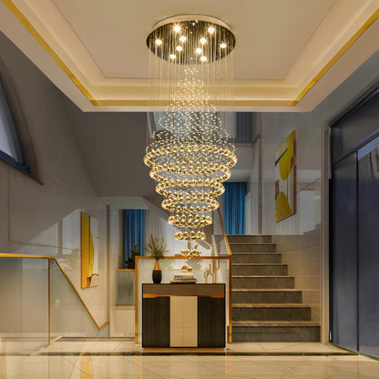 Magnificent Hotel Lobby Staircase Crystal Chandelier - Homevalley.co.uk