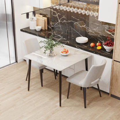 Marble Slate Kitchen Dining Table with Sintered Stone Top - Homevalley.co.uk