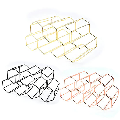 Metal Honeycomb Wine Rack, 9 bottles - Homevalley.co.uk