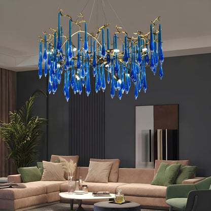 Copper Luxury Blue Crystal Chandelier