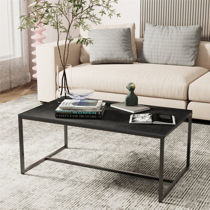 Modern Marble Metal Frame Open Rectangle Coffee Accent Table - Homevalley.co.uk