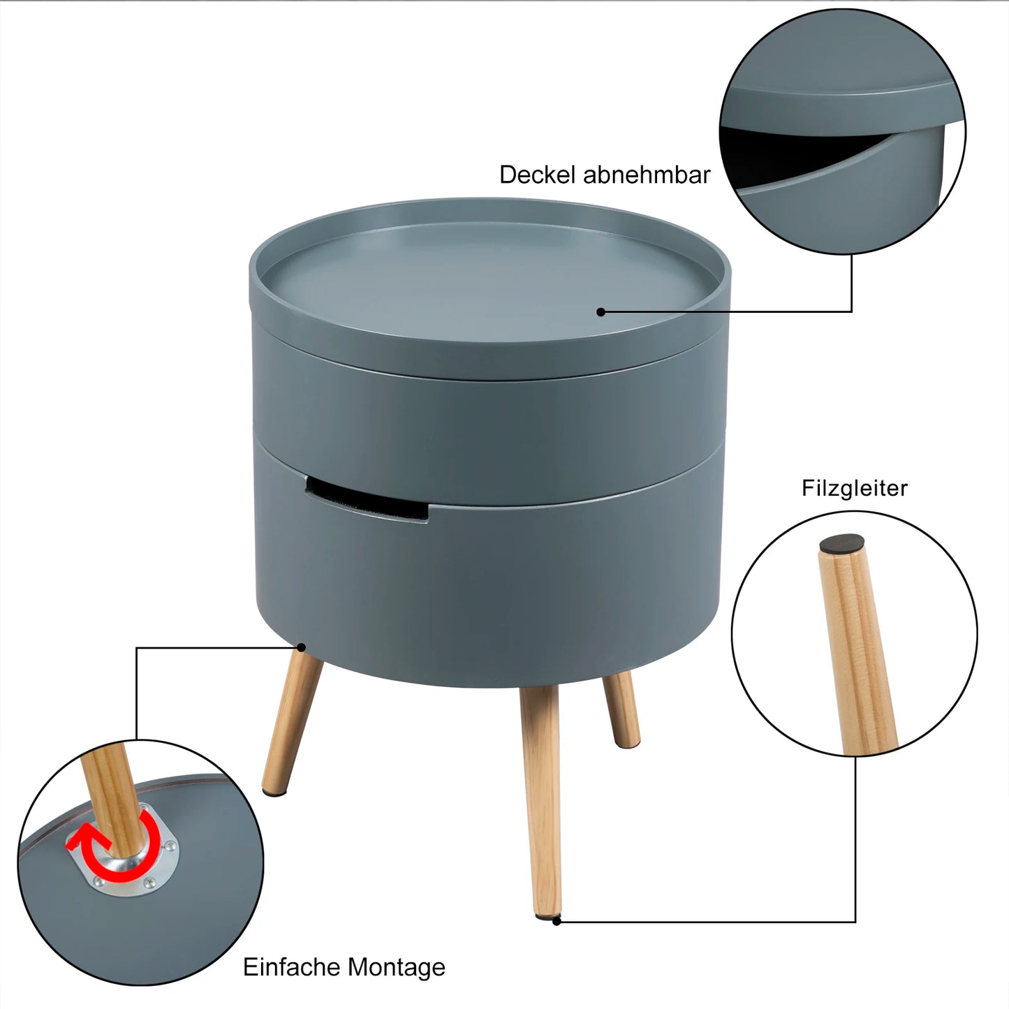 Modern nightstand table cabinet with 2 storage compartments - Homevalley.co.uk