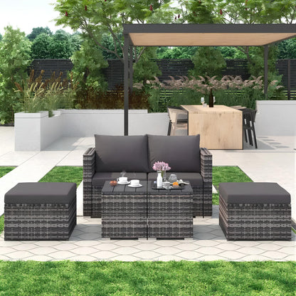 Modular Rattan Garden Patio Furniture Set 4 Seater Sofa Set With Coffee Table - Homevalley.co.uk