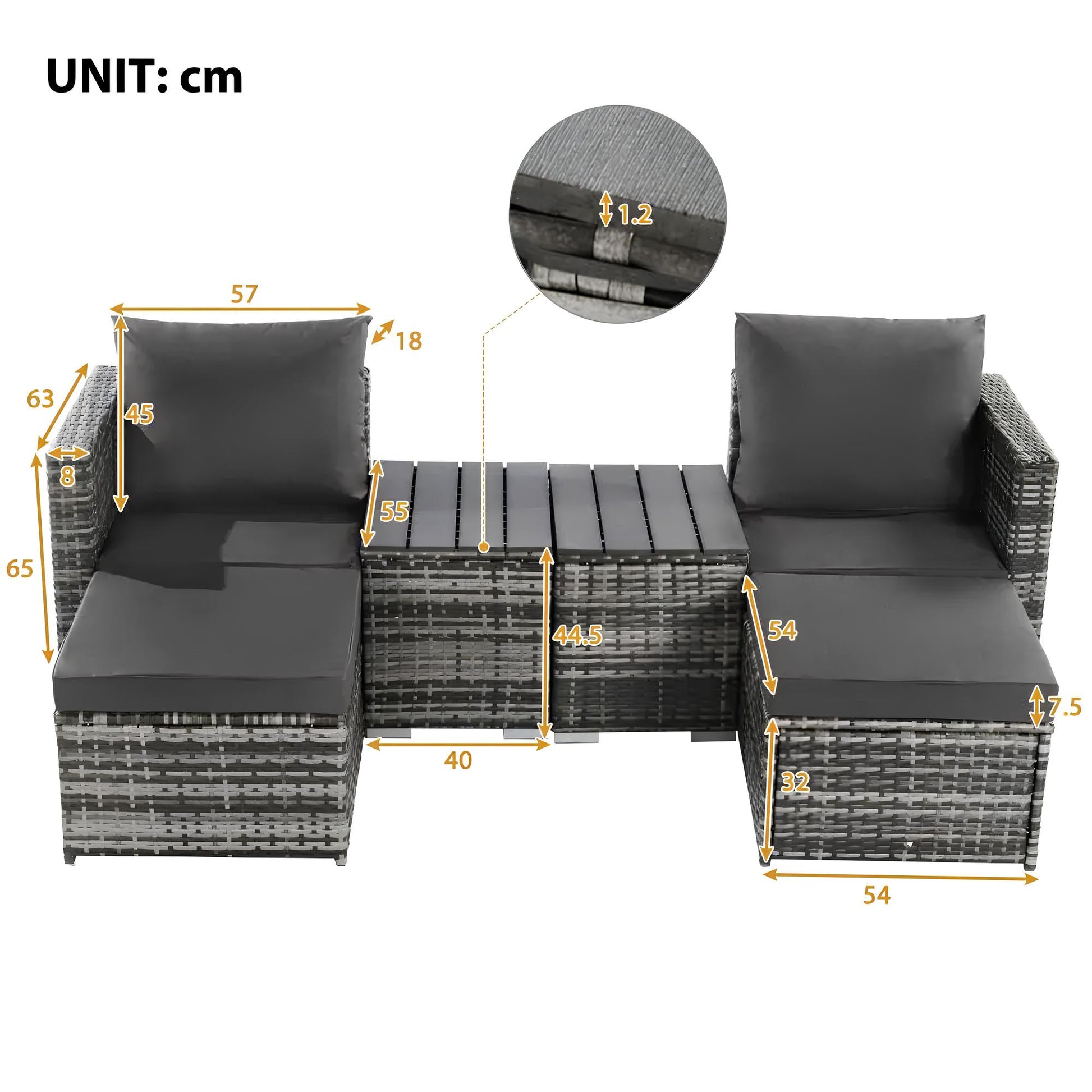 Modular Rattan Garden Patio Furniture Set 4 Seater Sofa Set With Coffee Table - Homevalley.co.uk
