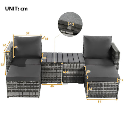 Modular Rattan Garden Patio Furniture Set 4 Seater Sofa Set With Coffee Table - Homevalley.co.uk