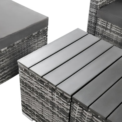 Modular Rattan Garden Patio Furniture Set 4 Seater Sofa Set With Coffee Table - Homevalley.co.uk