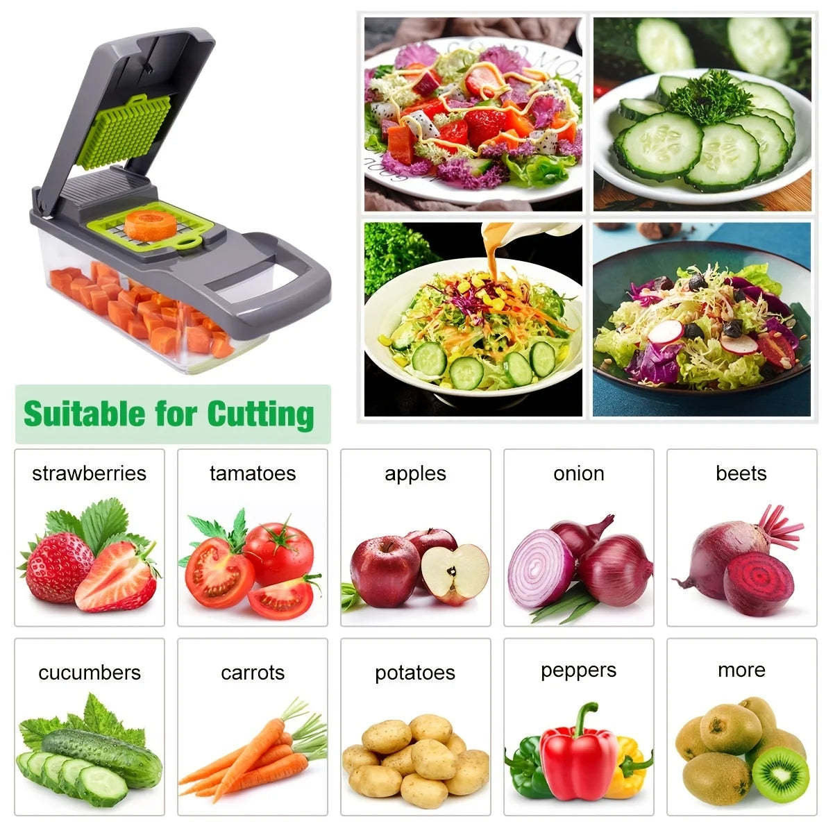 Multifunctional Manual Vegetable Chopper, 4pcs/Set - Homevalley.co.uk