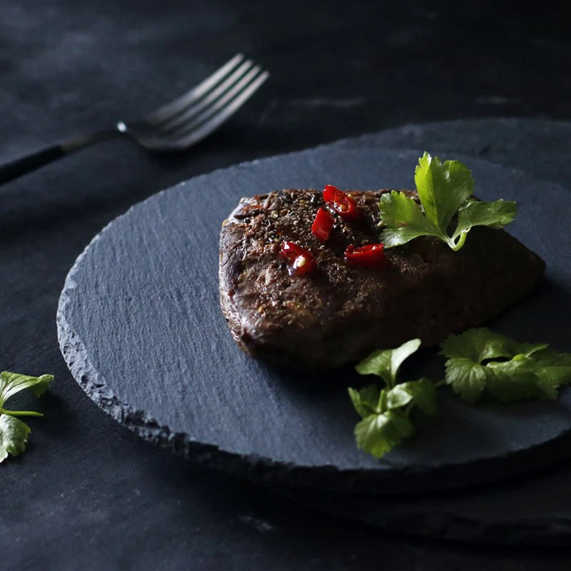 Japanese Style Black Rock Sushi Plate – Natural Slate Serving Plate for Sushi, Meat & Western Dishes