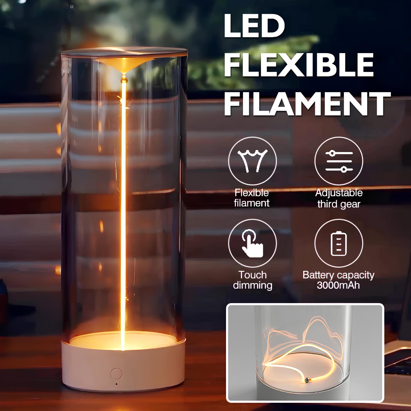 Nightstand-Table LED Lamp with Magnetic Bendable Filament, Dimmable and Rechargeable - Homevalley.co.uk
