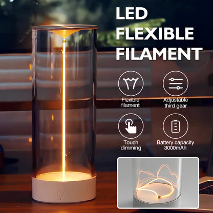 Nightstand-Table LED Lamp with Magnetic Bendable Filament, Dimmable and Rechargeable - Homevalley.co.uk