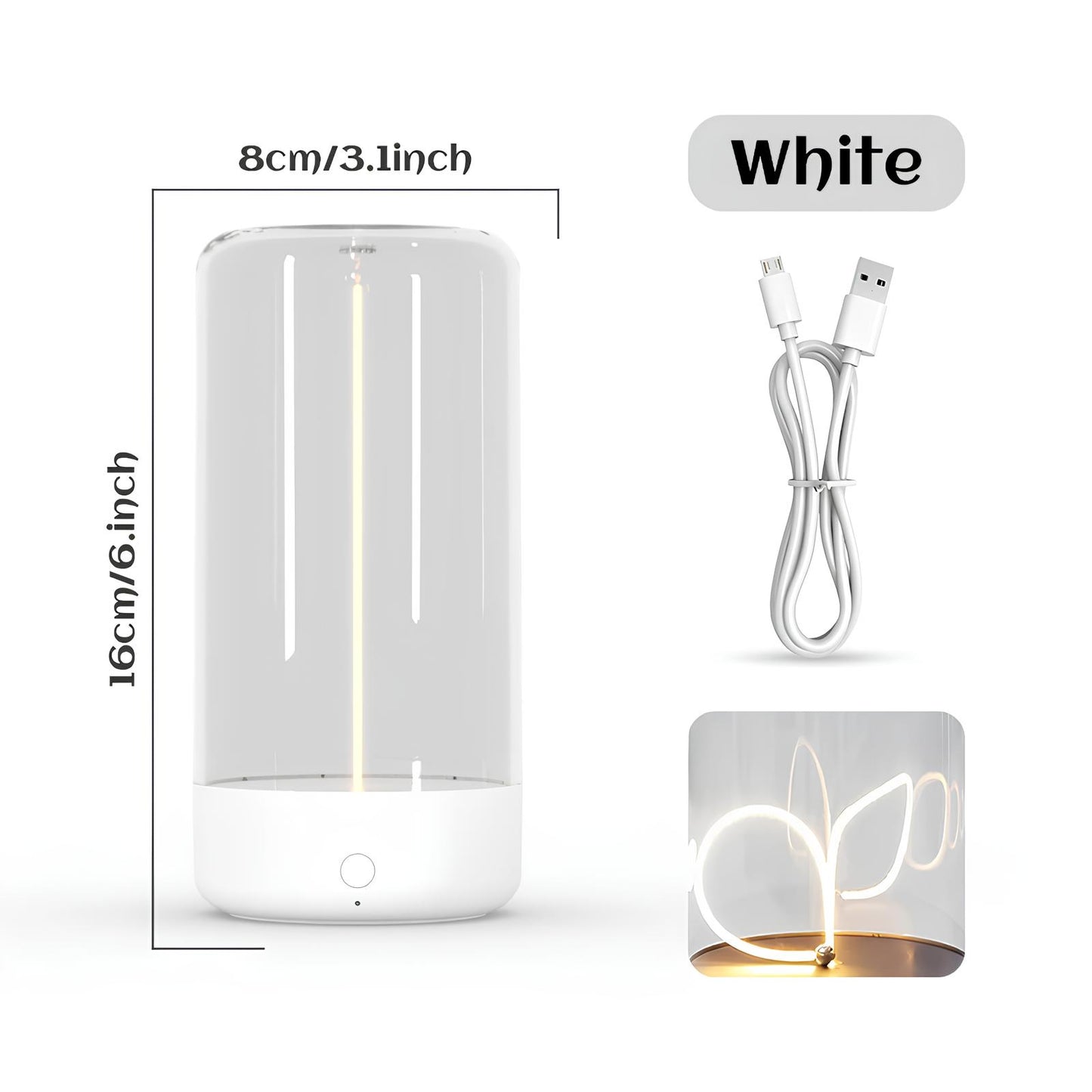 Nightstand-Table LED Lamp with Magnetic Bendable Filament, Dimmable and Rechargeable - Homevalley.co.uk