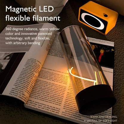 Nightstand-Table LED Lamp with Magnetic Bendable Filament, Dimmable and Rechargeable - Homevalley.co.uk