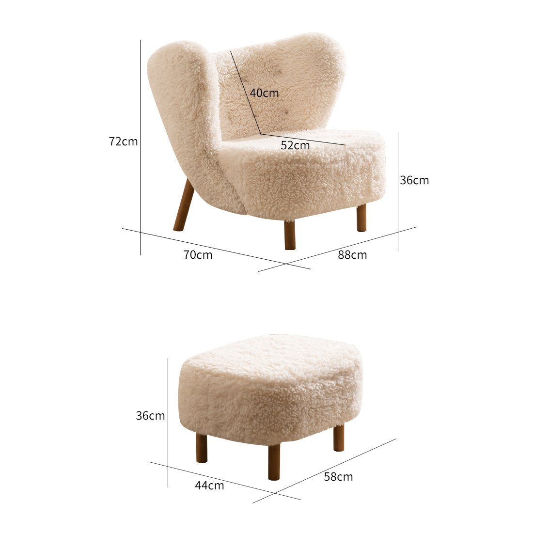 Nordic Lambswool Chair - Optional footstool - Homevalley.co.uk