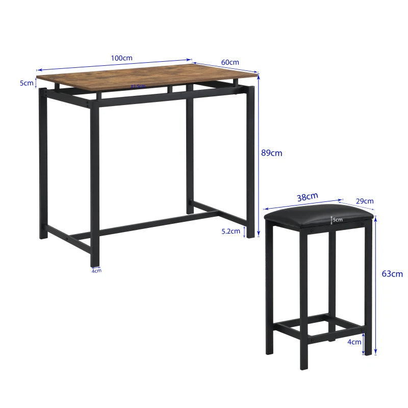 Oblong Bar Table and 4 Stools Set - Homevalley.co.uk